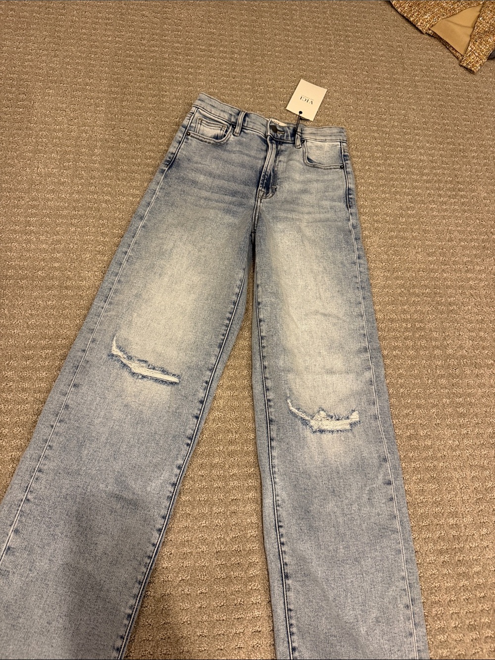 Vici Light Blue Distressed Wide-Leg Jeans